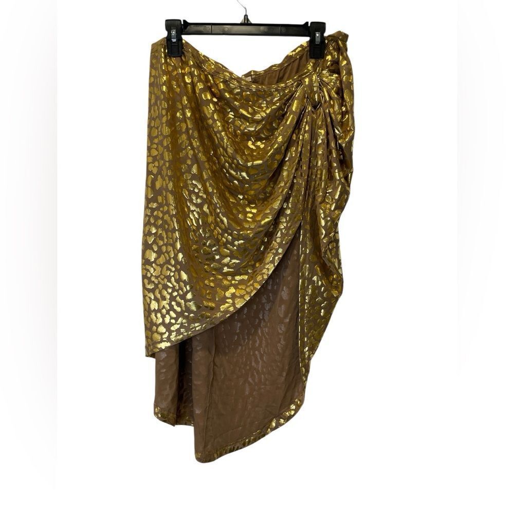 Choosy Elegant Gold   Stretch Women's Asymmetric Skirt  size 20